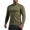 CQR Men’s UPF 50+ Sun Protection Long Sleeve Quick Dry Athletic Shirts, Stretch Running Workout Hiking T-Shirts(Nightfall Soil Green)