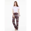 CQR Women’s 100% Cotton Flannel Plaid Pajama Pants, Brushed Soft Lounge & Sleepwear PJ Bottoms with Pockets(Flannel Pants Navy & Orange)