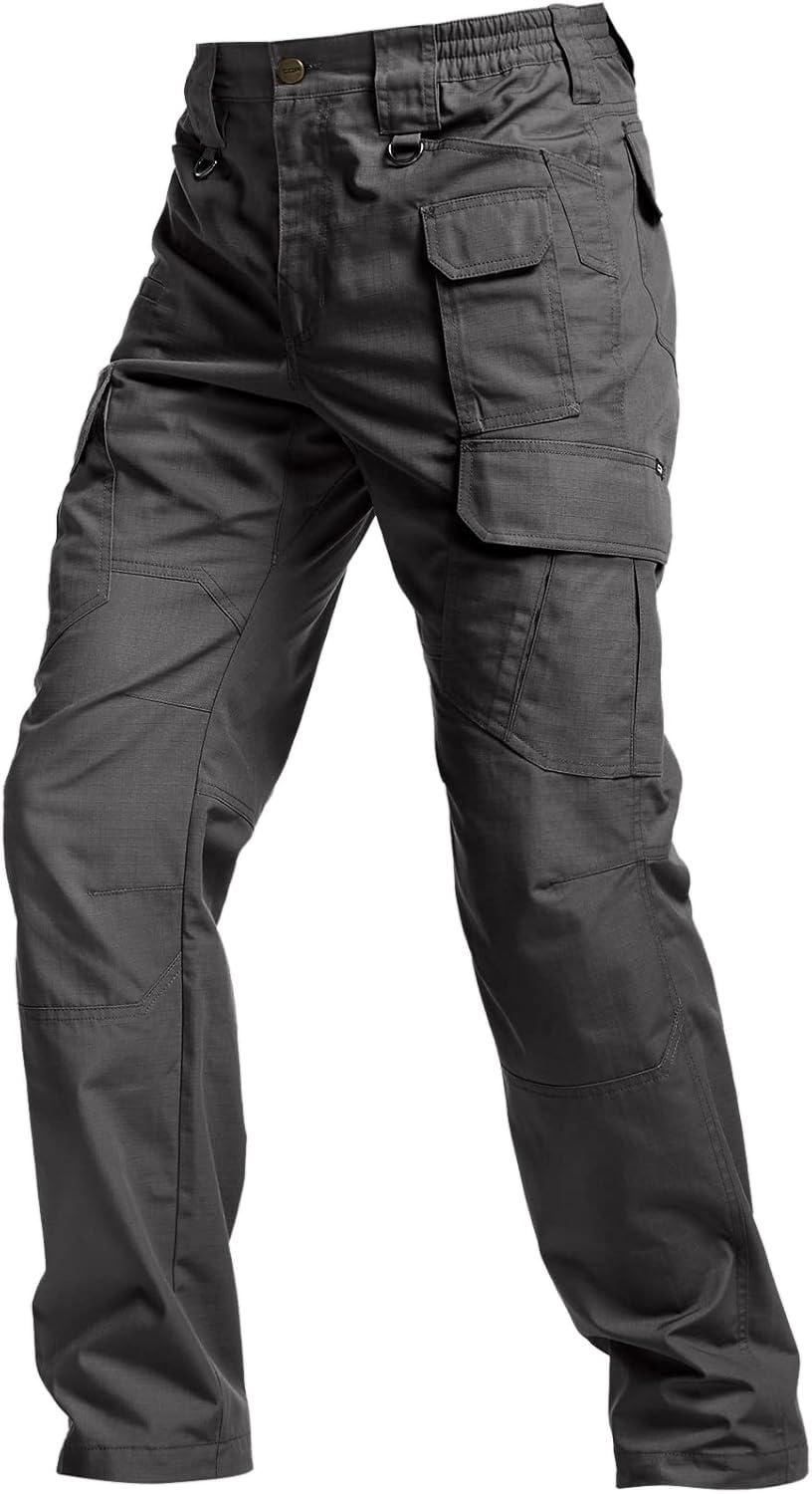 imageCQR Mens Tactical Pants Water Resistant Ripstop Cargo Pants Lightweight EDC Work Hiking Pants Outdoor ApparelDuratex Mag Pocket Charcoal