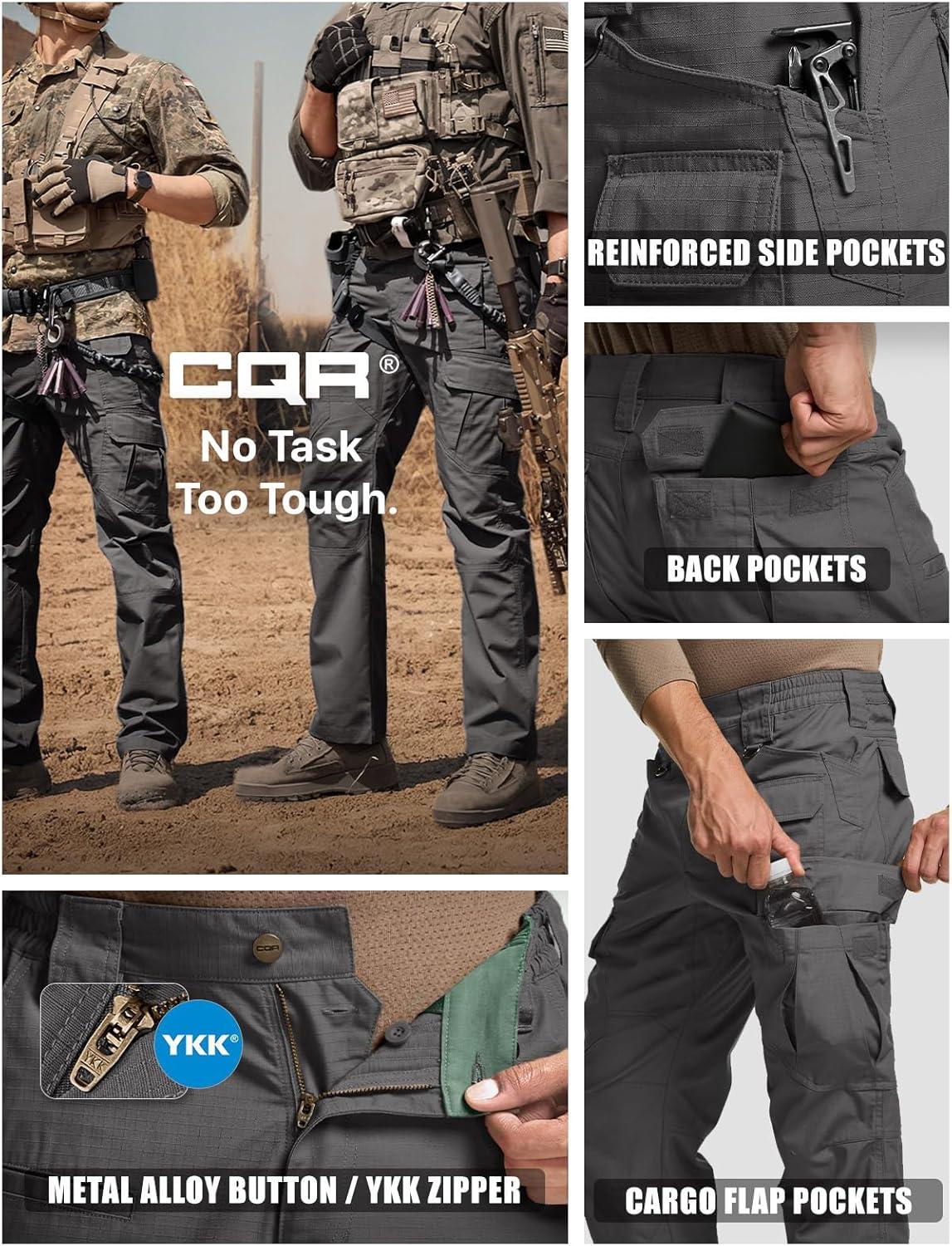 imageCQR Mens Tactical Pants Water Resistant Ripstop Cargo Pants Lightweight EDC Work Hiking Pants Outdoor ApparelDuratex Mag Pocket Charcoal