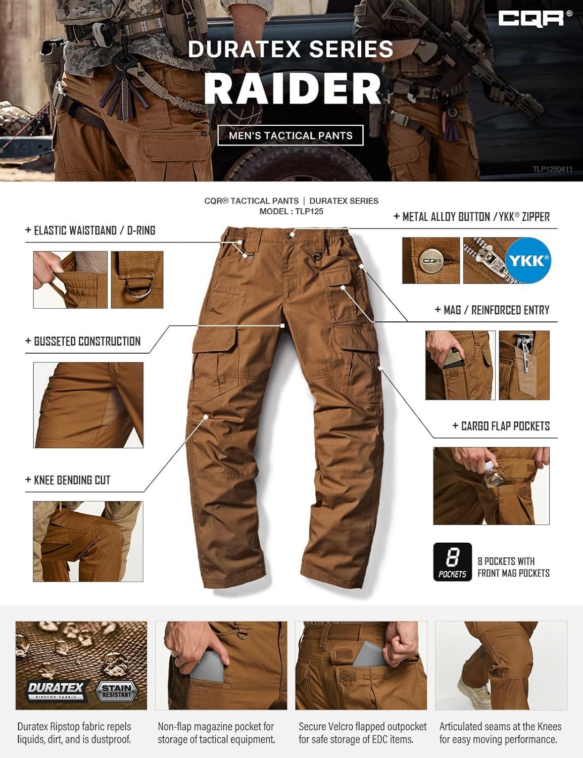 imageCQR Mens Tactical Pants Water Resistant Ripstop Cargo Pants Lightweight EDC Work Hiking Pants Outdoor ApparelDuratex Mag Pocket Copper Brown