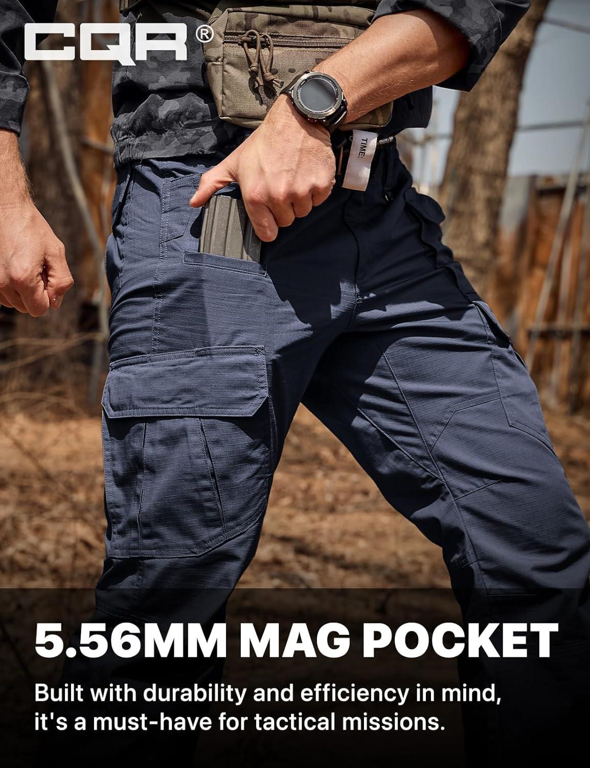 imageCQR Mens Tactical Pants Water Resistant Ripstop Cargo Pants Lightweight EDC Work Hiking Pants Outdoor ApparelDuratex Mag Pocket Police Navy