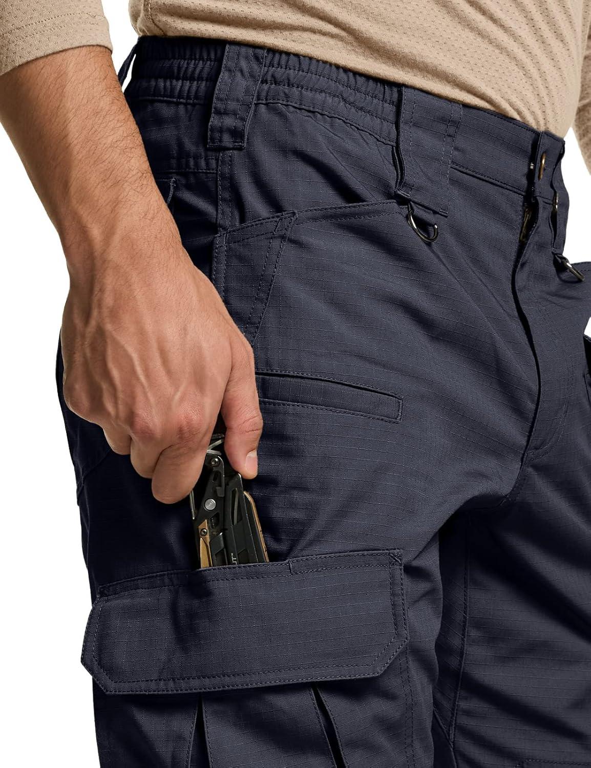 imageCQR Mens Tactical Pants Water Resistant Ripstop Cargo Pants Lightweight EDC Work Hiking Pants Outdoor ApparelDuratex Mag Pocket Police Navy