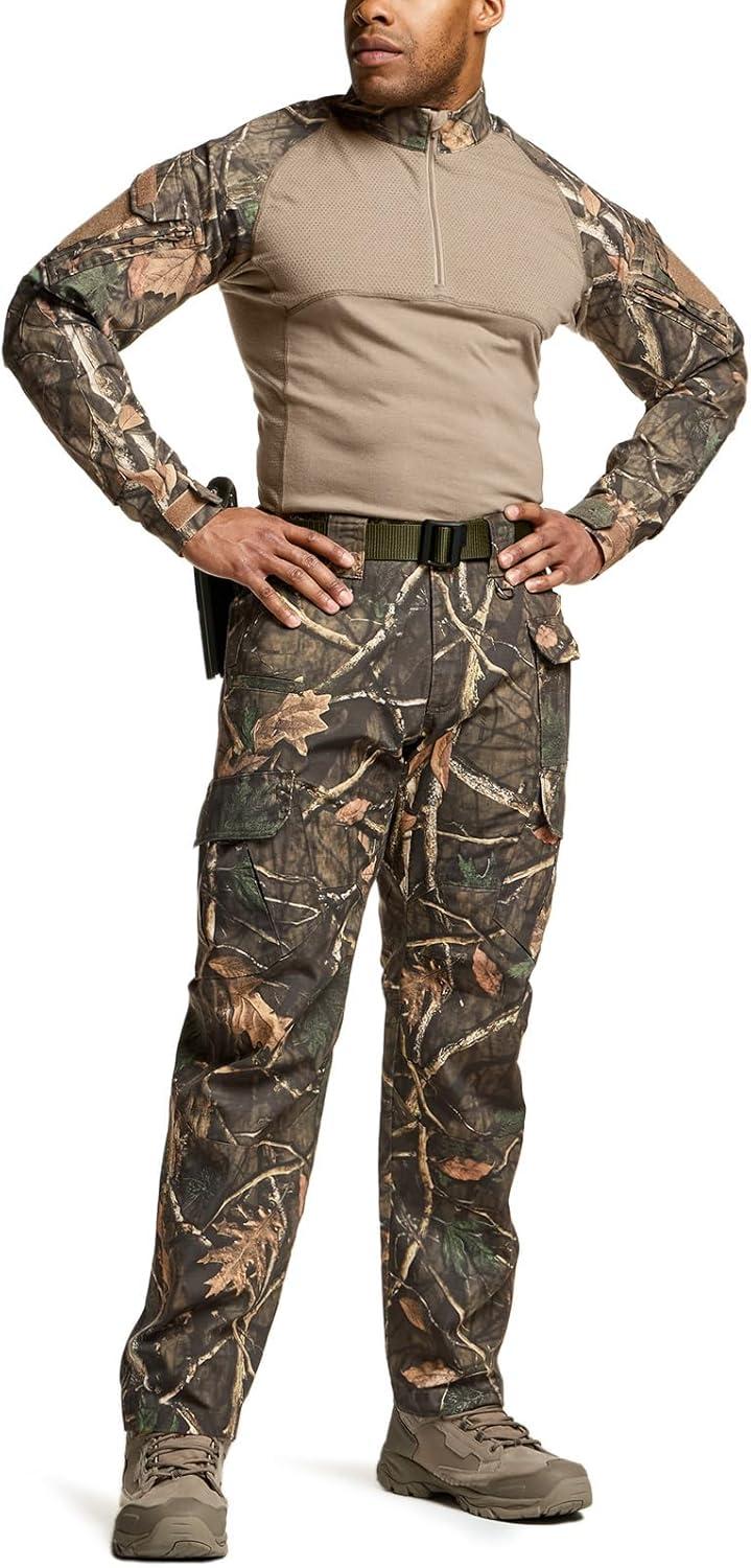 imageCQR Mens Tactical Pants Water Resistant Ripstop Cargo Pants Lightweight EDC Work Hiking Pants Outdoor ApparelDuratex Mag Pocket Print Hunting Camo