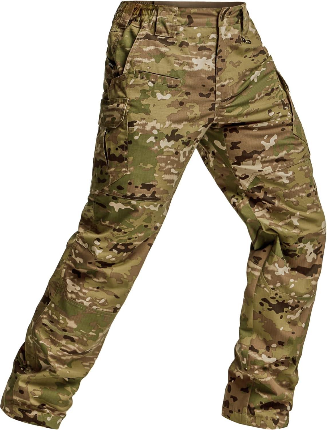 imageCQR Mens Tactical Pants Water Resistant Ripstop Cargo Pants Lightweight EDC Work Hiking Pants Outdoor ApparelDuratex Mag Pocket Print Utility Camo