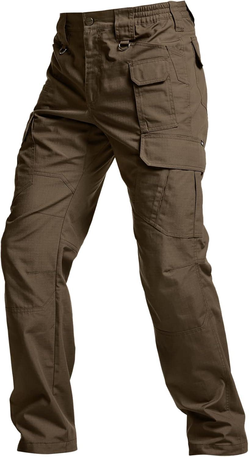 imageCQR Mens Tactical Pants Water Resistant Ripstop Cargo Pants Lightweight EDC Work Hiking Pants Outdoor ApparelDuratex Mag Pocket Tundra