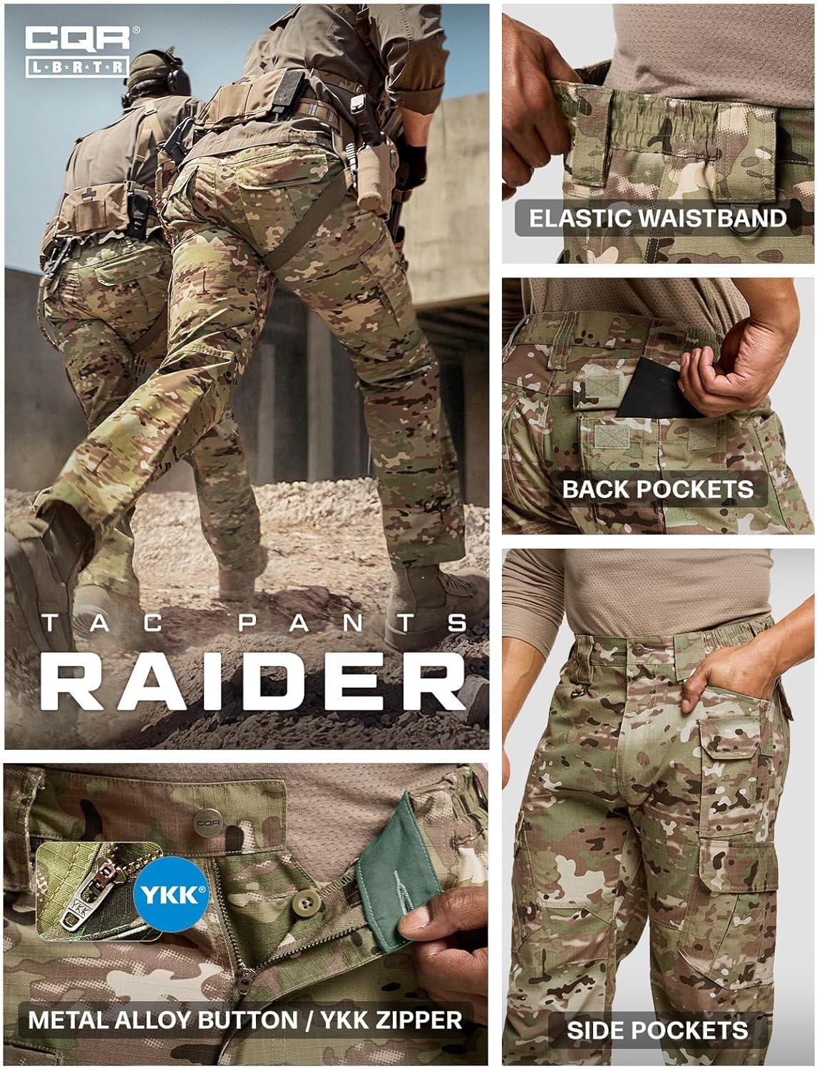 imageCQR Mens Tactical Pants Water Resistant Ripstop Cargo Pants Lightweight EDC Work Hiking Pants Outdoor ApparelDuratex Mag Pocket Utility Camo