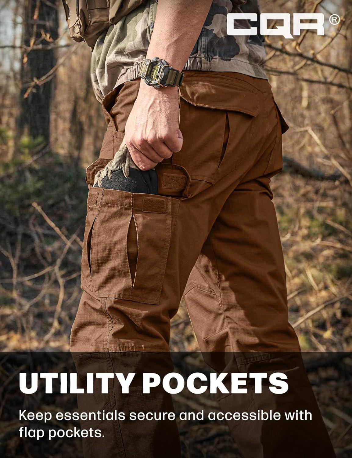 imageCQR Mens Tactical Pants Water Resistant Ripstop Cargo Pants Lightweight EDC Work Hiking Pants Outdoor ApparelRaider Copper Brown