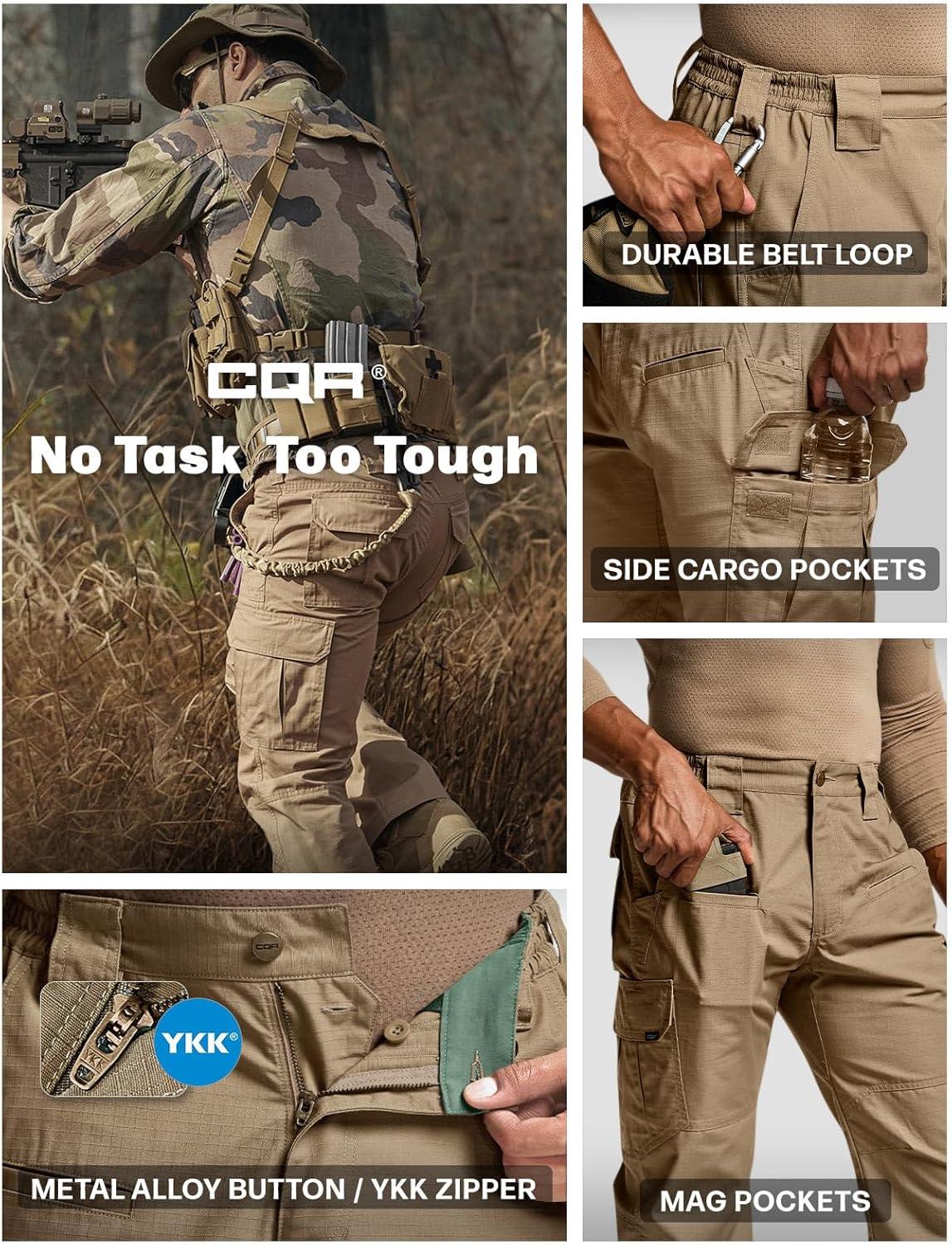 imageCQR Mens Tactical Pants Water Resistant Ripstop Cargo Pants Lightweight EDC Work Hiking Pants Outdoor ApparelRaider Cougar