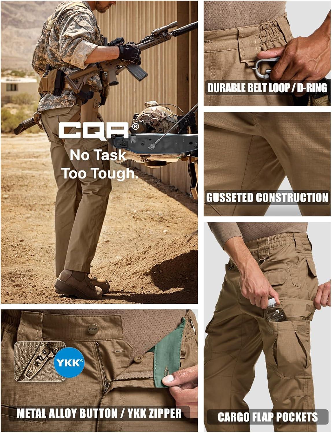 imageCQR Mens Tactical Pants Water Resistant Ripstop Cargo Pants Lightweight EDC Work Hiking Pants Outdoor ApparelRaider Mag Cougar