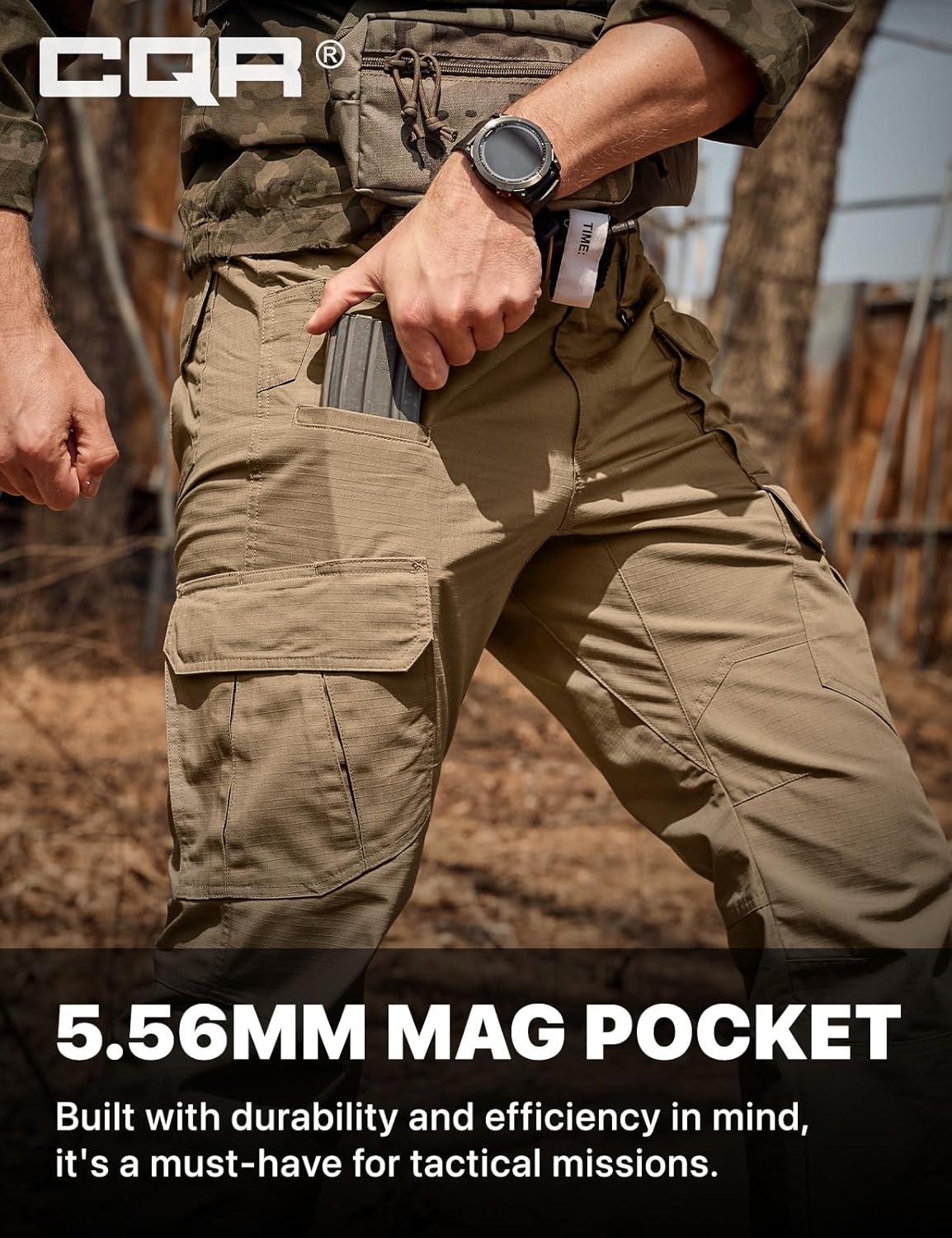 imageCQR Mens Tactical Pants Water Resistant Ripstop Cargo Pants Lightweight EDC Work Hiking Pants Outdoor ApparelRaider Mag Cougar