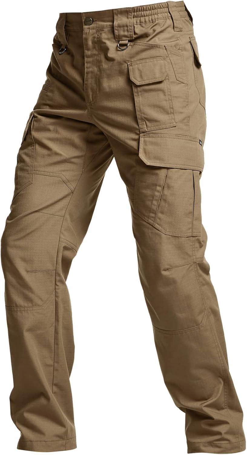 imageCQR Mens Tactical Pants Water Resistant Ripstop Cargo Pants Lightweight EDC Work Hiking Pants Outdoor ApparelRaider Mag Cougar