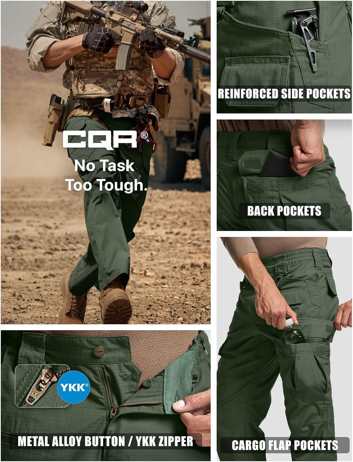 imageCQR Mens Tactical Pants Water Resistant Ripstop Cargo Pants Lightweight EDC Work Hiking Pants Outdoor ApparelRaider Mag Green Kelp