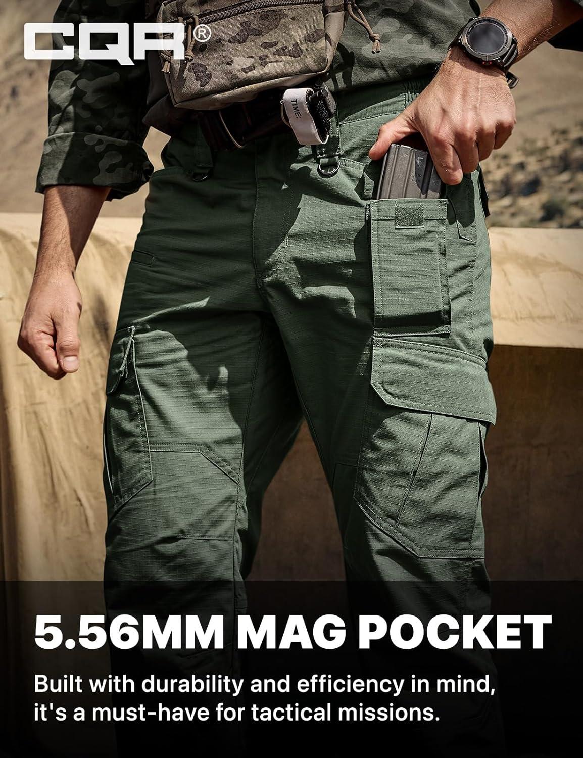imageCQR Mens Tactical Pants Water Resistant Ripstop Cargo Pants Lightweight EDC Work Hiking Pants Outdoor ApparelRaider Mag Green Kelp