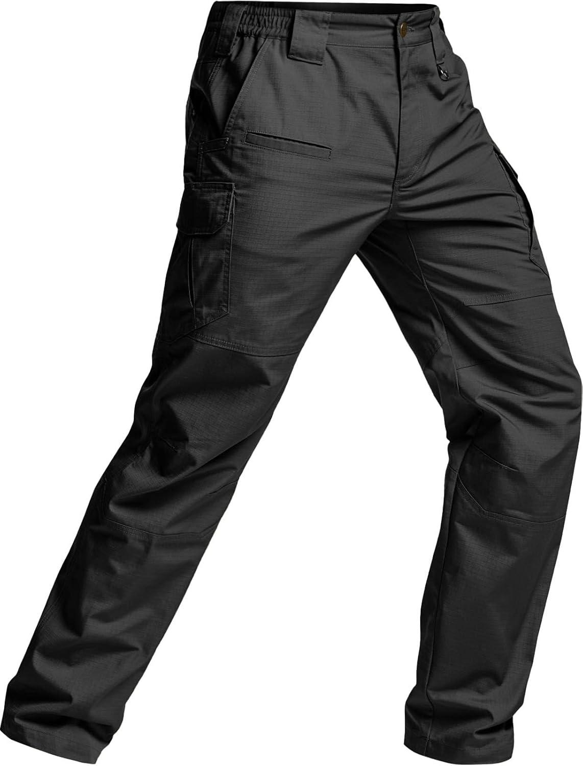 imageCQR Mens Tactical Pants Water Resistant Ripstop Cargo Pants Lightweight EDC Work Hiking Pants Outdoor ApparelRaider Mag Pocket Black