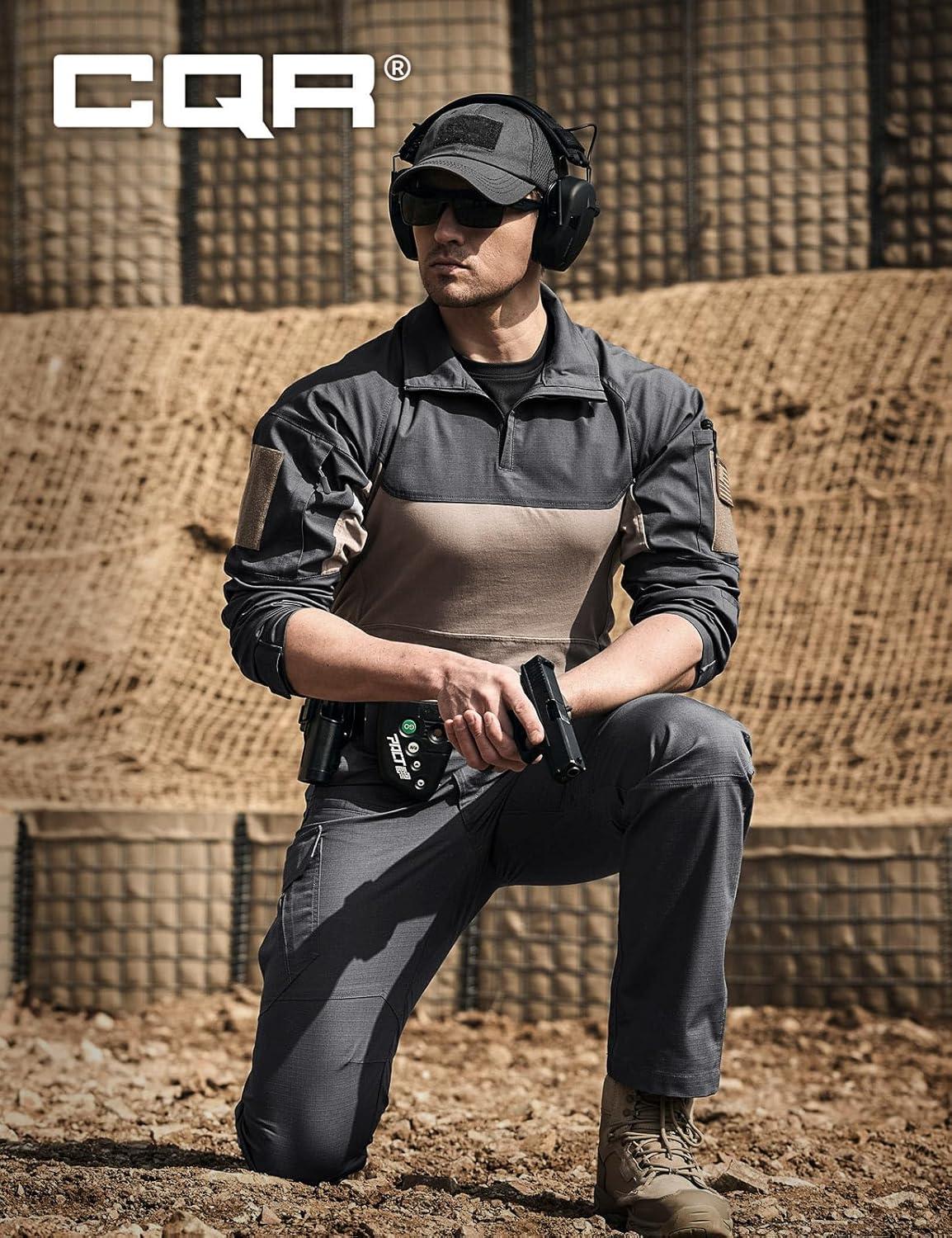 imageCQR Mens Tactical Pants Water Resistant Ripstop Cargo Pants Lightweight EDC Work Hiking Pants Outdoor ApparelRaider Mag Pocket Charcoal