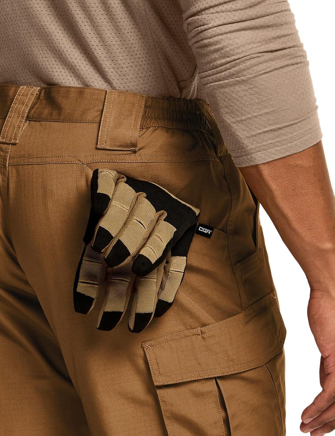imageCQR Mens Tactical Pants Water Resistant Ripstop Cargo Pants Lightweight EDC Work Hiking Pants Outdoor ApparelRaider Mag Pocket Copper Brown