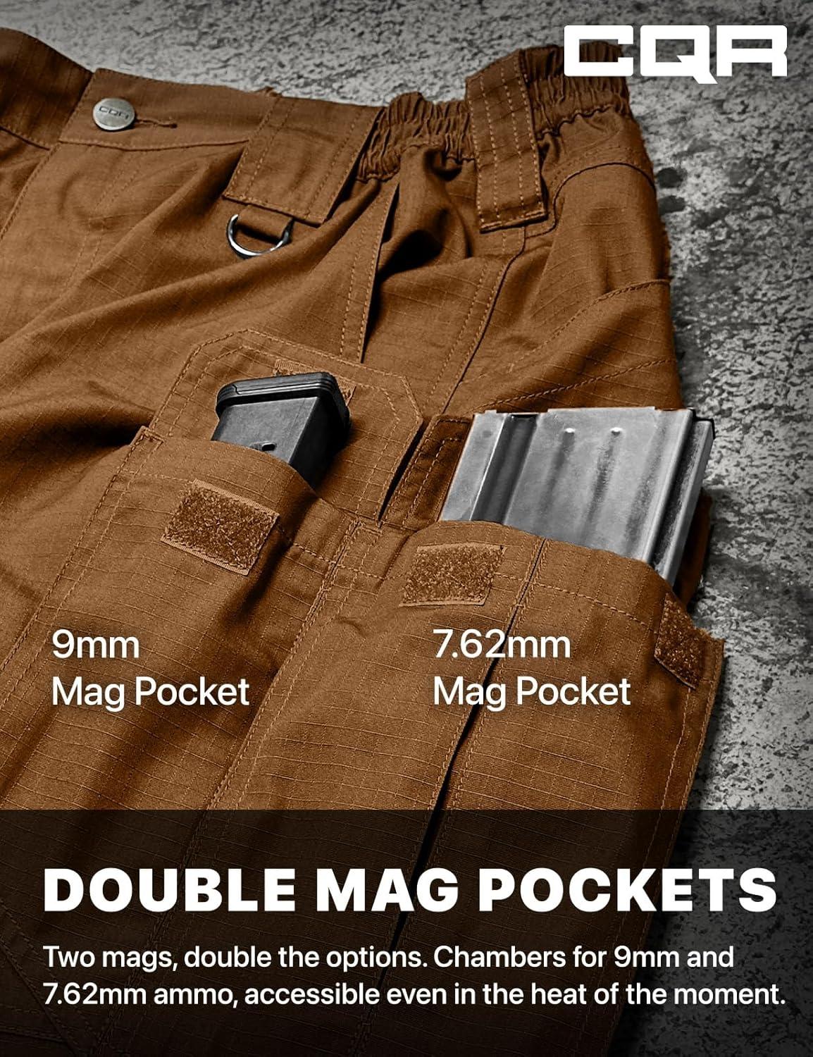 imageCQR Mens Tactical Pants Water Resistant Ripstop Cargo Pants Lightweight EDC Work Hiking Pants Outdoor ApparelRaider Mag Pocket Copper Brown