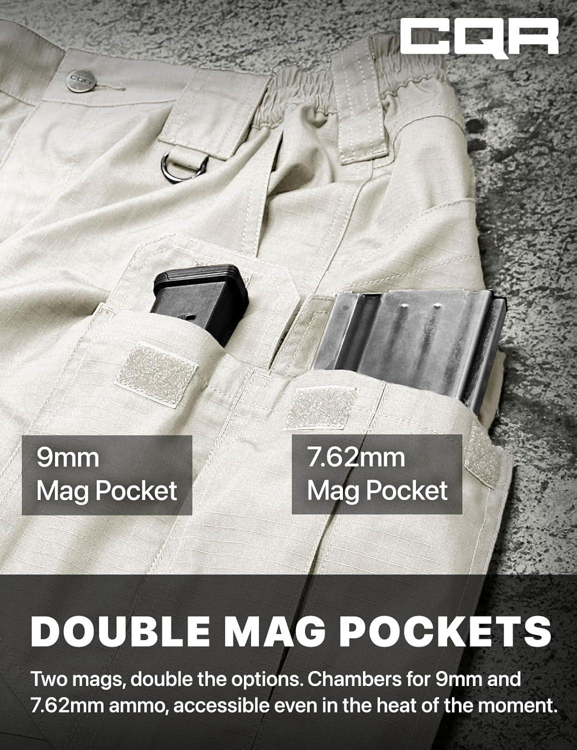 imageCQR Mens Tactical Pants Water Resistant Ripstop Cargo Pants Lightweight EDC Work Hiking Pants Outdoor ApparelRaider Mag Pocket Frosted White