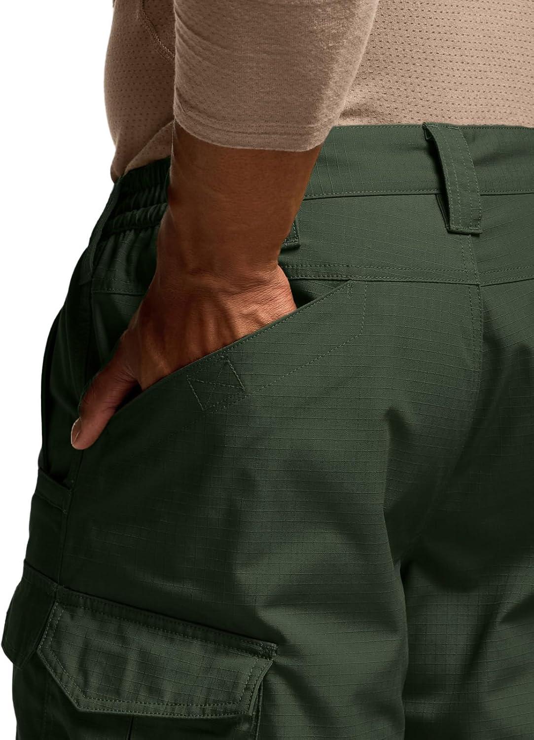 imageCQR Mens Tactical Pants Water Resistant Ripstop Cargo Pants Lightweight EDC Work Hiking Pants Outdoor ApparelRaider Mag Pocket Green Kelp