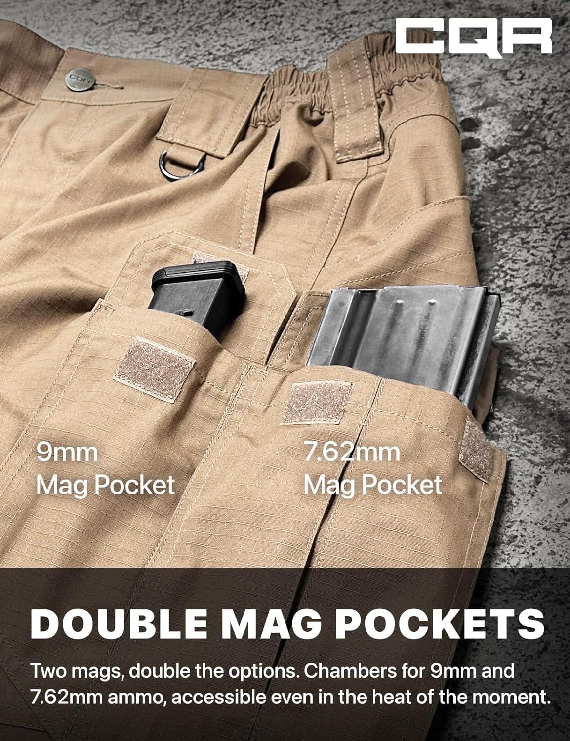 imageCQR Mens Tactical Pants Water Resistant Ripstop Cargo Pants Lightweight EDC Work Hiking Pants Outdoor ApparelRaider Mag Pocket Khaki