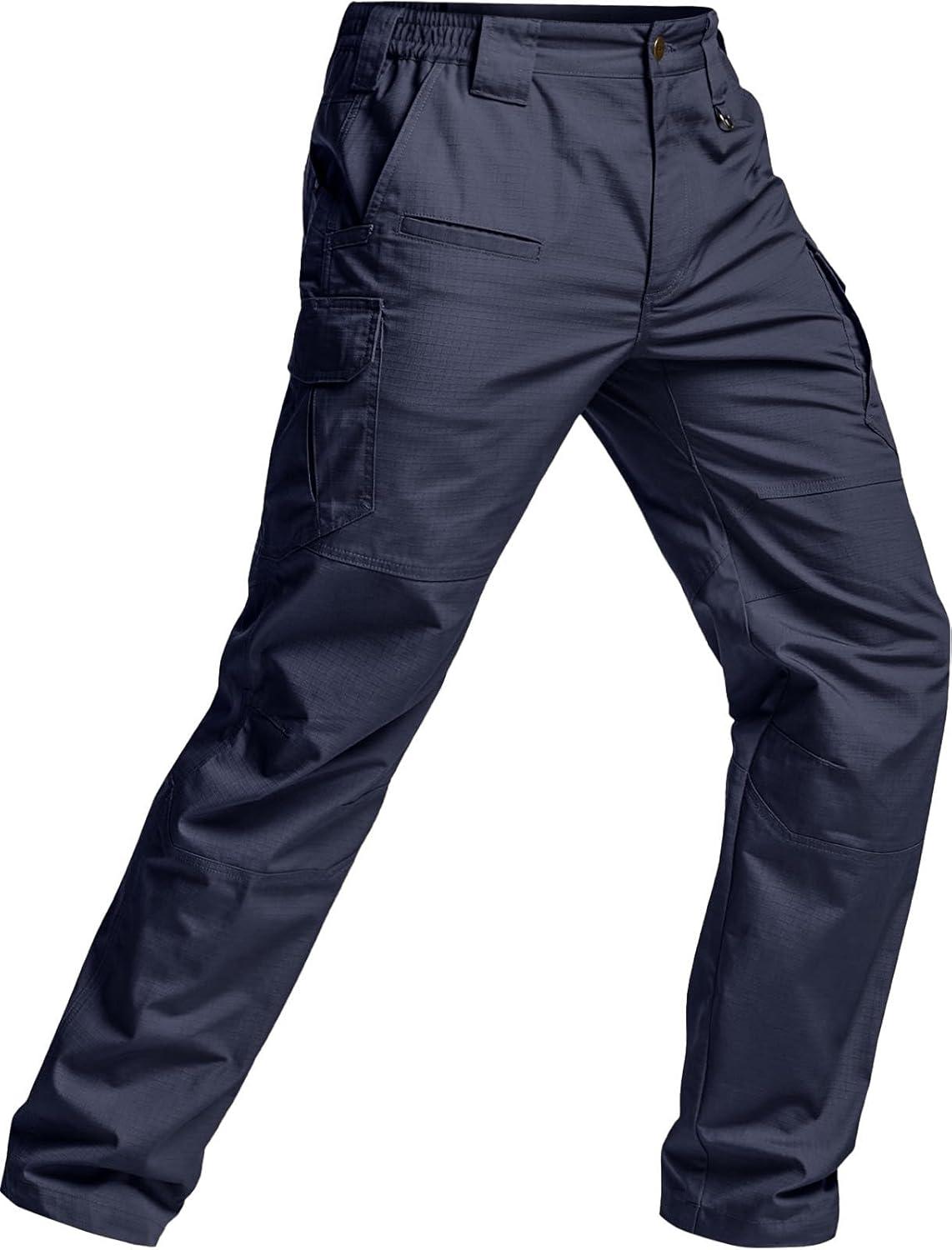 imageCQR Mens Tactical Pants Water Resistant Ripstop Cargo Pants Lightweight EDC Work Hiking Pants Outdoor ApparelRaider Mag Pocket Police Navy