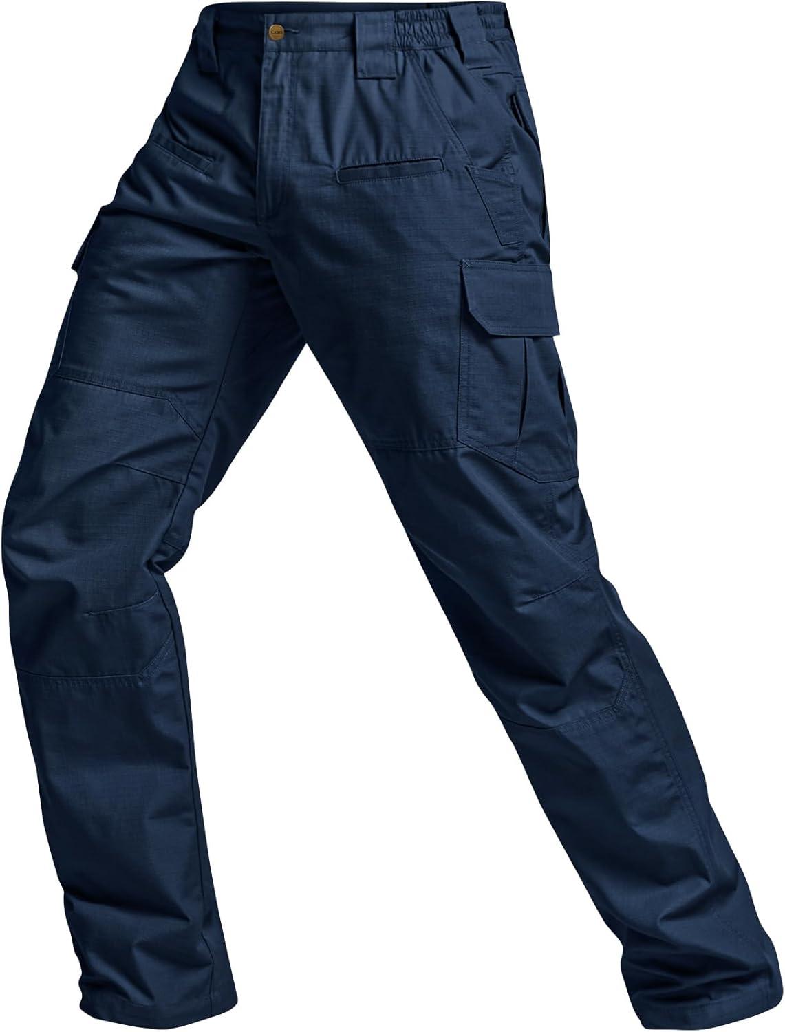 imageCQR Mens Tactical Pants Water Resistant Ripstop Cargo Pants Lightweight EDC Work Hiking Pants Outdoor ApparelRaider Midnight Blue