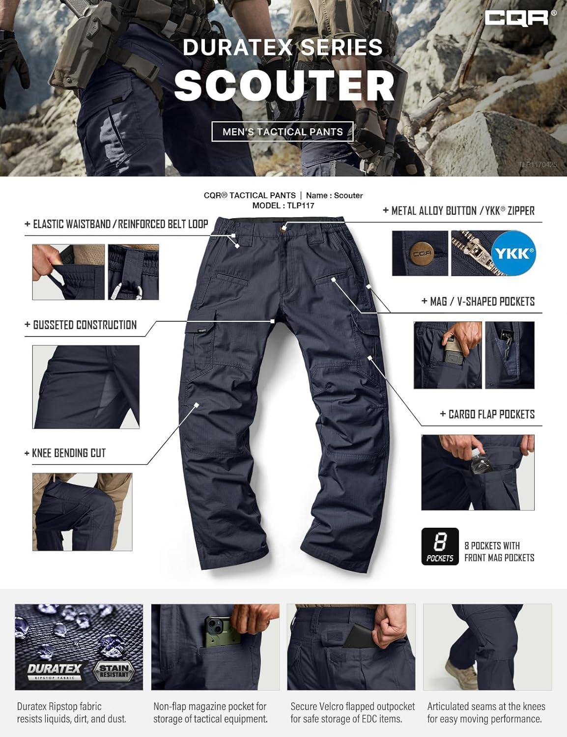 imageCQR Mens Tactical Pants Water Resistant Ripstop Cargo Pants Lightweight EDC Work Hiking Pants Outdoor ApparelRaider Police Navy