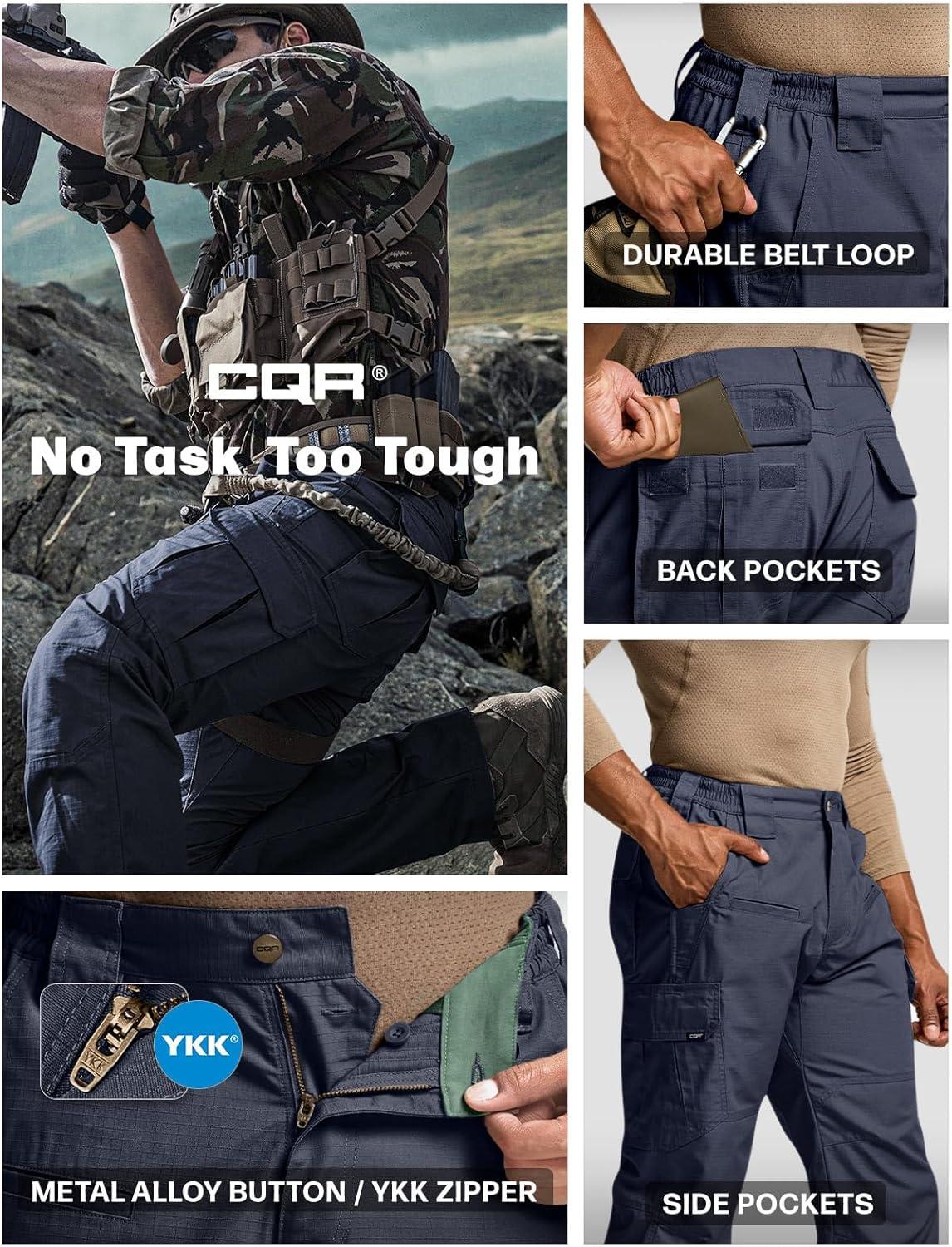 imageCQR Mens Tactical Pants Water Resistant Ripstop Cargo Pants Lightweight EDC Work Hiking Pants Outdoor ApparelRaider Police Navy