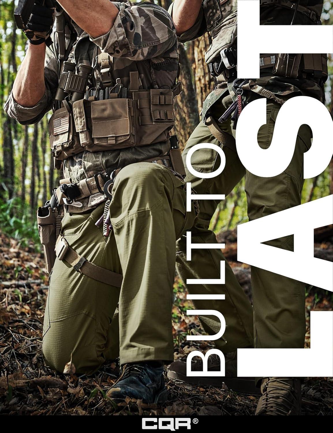 imageCQR Mens Tactical Pants Water Resistant Ripstop Cargo Pants Lightweight EDC Work Hiking Pants Outdoor ApparelRaider Soil Green
