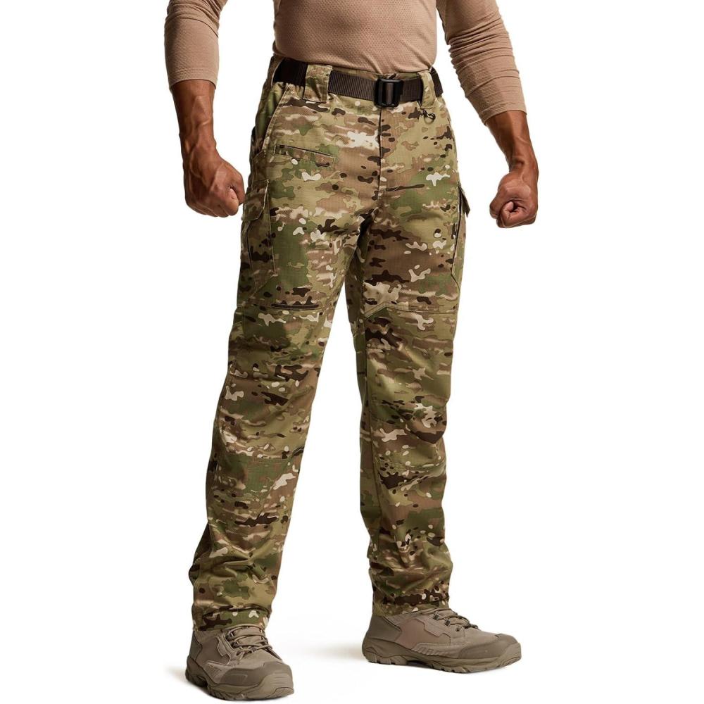 imageCQR Mens Tactical Pants Water Resistant Ripstop Cargo Pants Lightweight EDC Work Hiking Pants Outdoor ApparelDuratex Mag Pocket Print Utility Camo