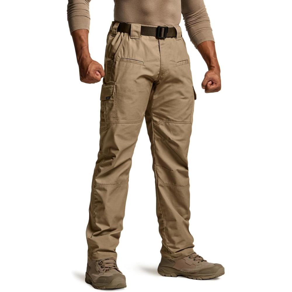 imageCQR Mens Tactical Pants Water Resistant Ripstop Cargo Pants Lightweight EDC Work Hiking Pants Outdoor ApparelRaider Cougar