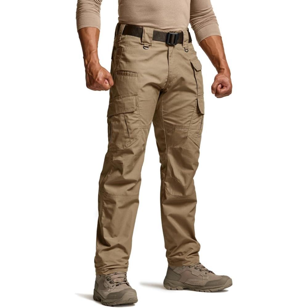 imageCQR Mens Tactical Pants Water Resistant Ripstop Cargo Pants Lightweight EDC Work Hiking Pants Outdoor ApparelRaider Mag Cougar