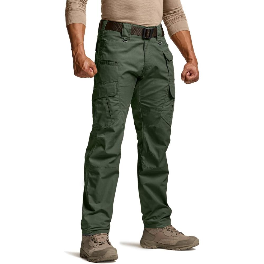 imageCQR Mens Tactical Pants Water Resistant Ripstop Cargo Pants Lightweight EDC Work Hiking Pants Outdoor ApparelRaider Mag Green Kelp