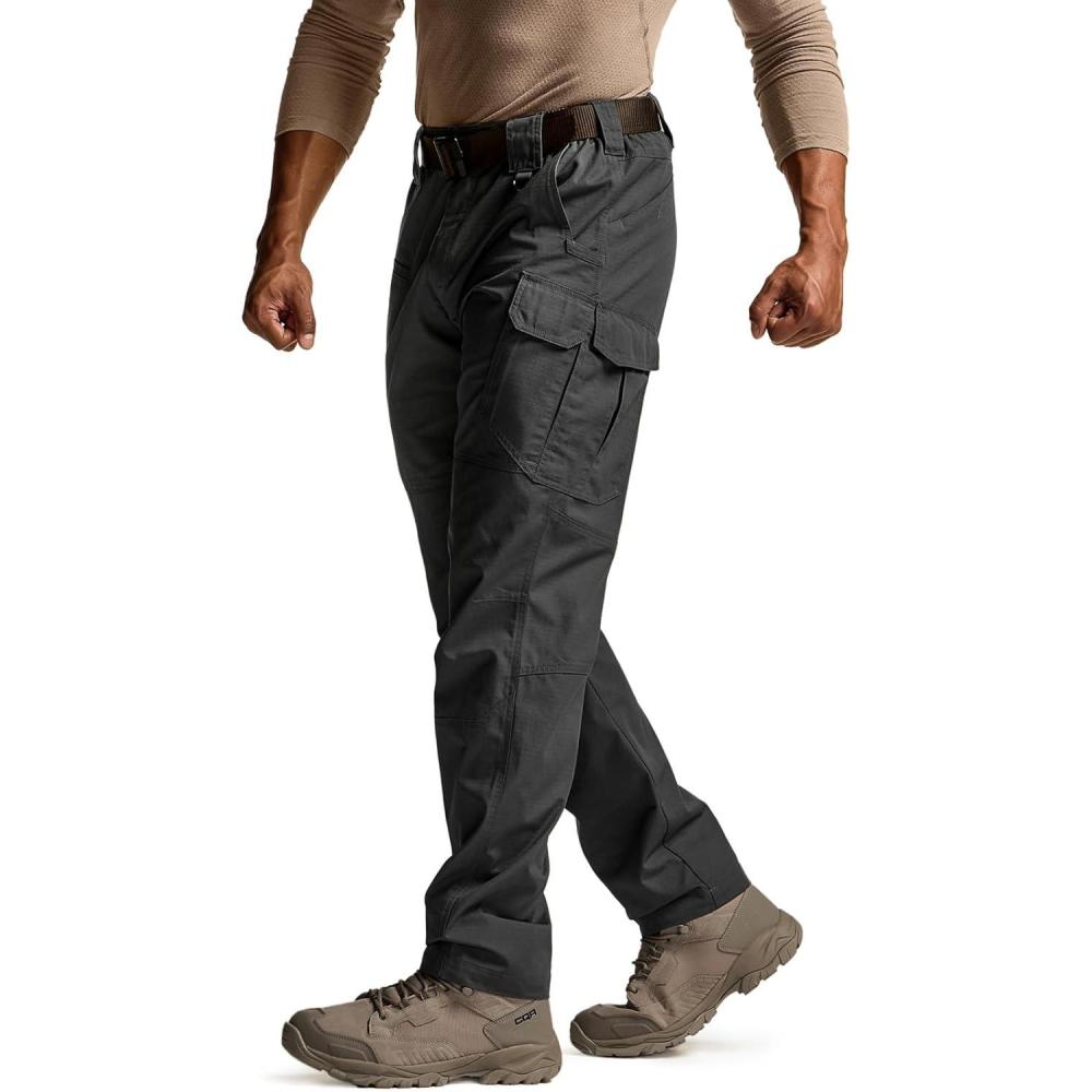 imageCQR Mens Tactical Pants Water Resistant Ripstop Cargo Pants Lightweight EDC Work Hiking Pants Outdoor ApparelRaider Mag Pocket Black