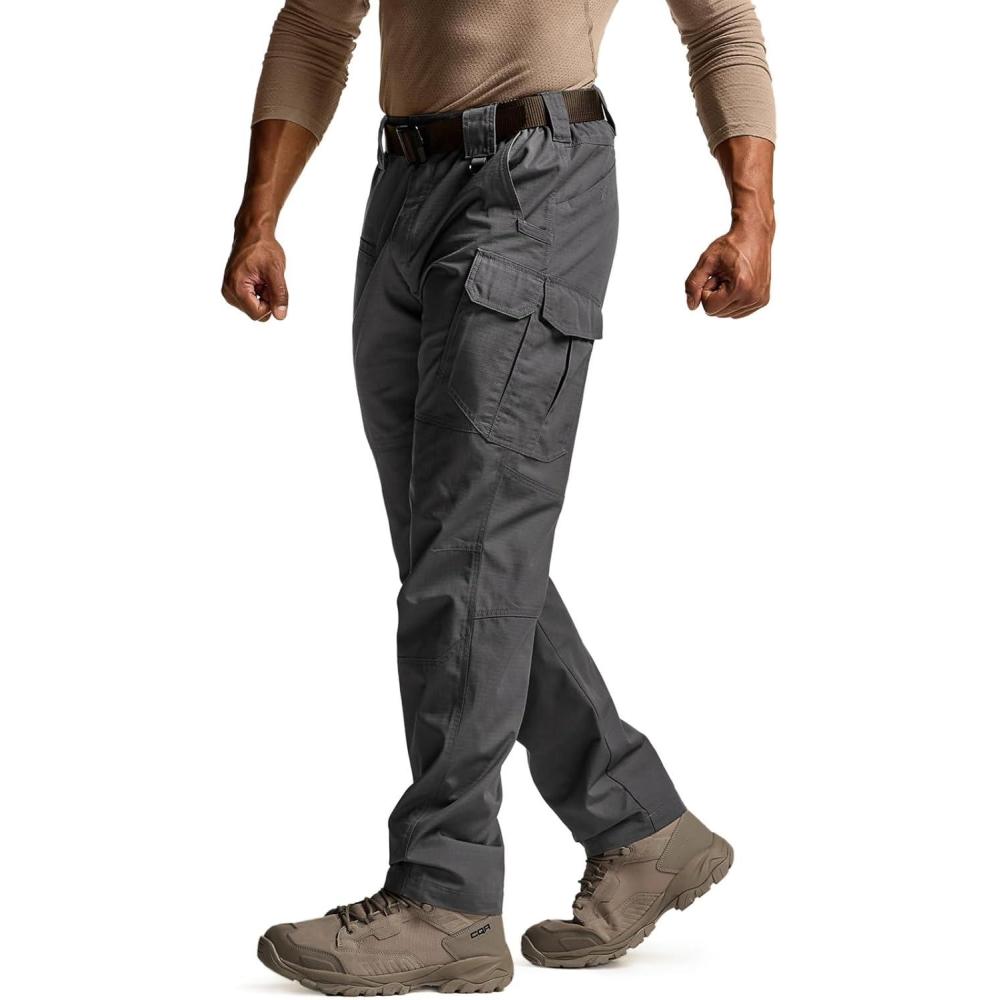 imageCQR Mens Tactical Pants Water Resistant Ripstop Cargo Pants Lightweight EDC Work Hiking Pants Outdoor ApparelRaider Mag Pocket Charcoal