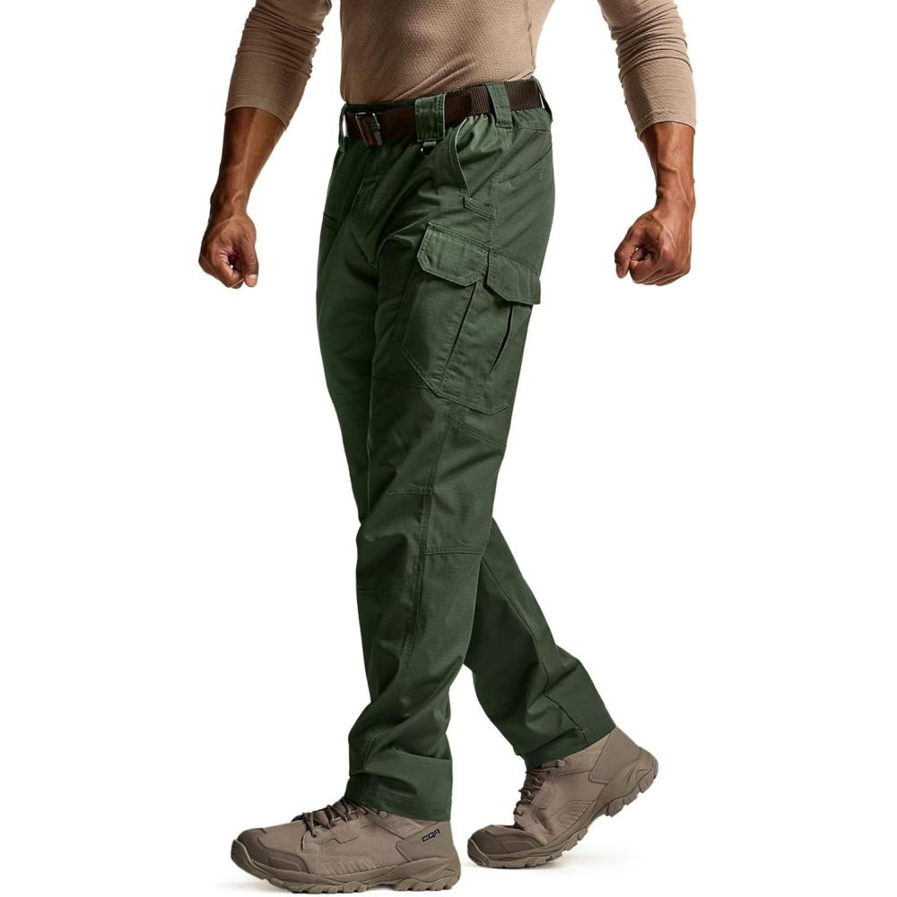 imageCQR Mens Tactical Pants Water Resistant Ripstop Cargo Pants Lightweight EDC Work Hiking Pants Outdoor ApparelRaider Mag Pocket Green Kelp