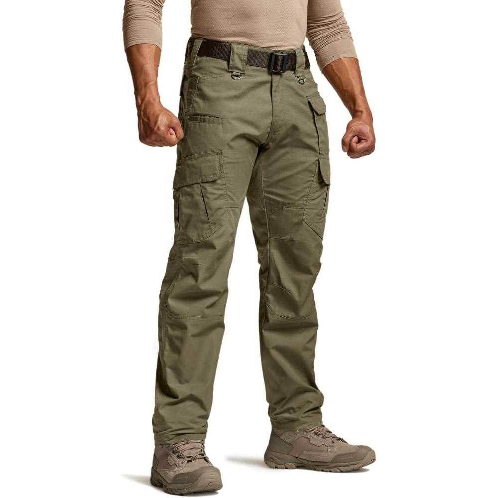 imageCQR Mens Tactical Pants Water Resistant Ripstop Cargo Pants Lightweight EDC Work Hiking Pants Outdoor ApparelRaider Mag Soil Green
