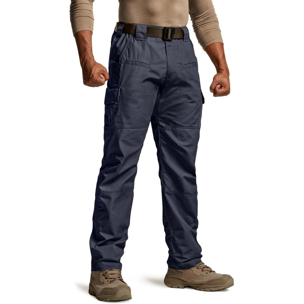 imageCQR Mens Tactical Pants Water Resistant Ripstop Cargo Pants Lightweight EDC Work Hiking Pants Outdoor ApparelRaider Police Navy