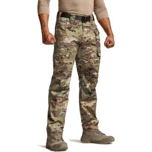 CQR Men’s Tactical Pants, Water Resistant Ripstop Cargo Pants, Lightweight EDC Work Hiking Pants, Outdoor Apparel(Duratex Mag Pocket Utility Camo)