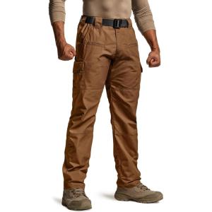 CQR Men’s Tactical Pants, Water Resistant Ripstop Cargo Pants, Lightweight EDC Work Hiking Pants, Outdoor Apparel(Raider Copper Brown)