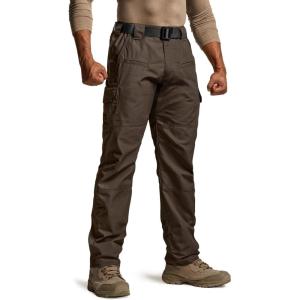 CQR Men’s Tactical Pants, Water Resistant Ripstop Cargo Pants, Lightweight EDC Work Hiking Pants, Outdoor Apparel(Raider Dark Brown)