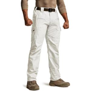 CQR Men’s Tactical Pants, Water Resistant Ripstop Cargo Pants, Lightweight EDC Work Hiking Pants, Outdoor Apparel(Raider Frosted White)