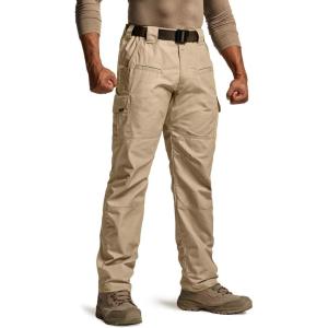 CQR Men’s Tactical Pants, Water Resistant Ripstop Cargo Pants, Lightweight EDC Work Hiking Pants, Outdoor Apparel(Raider Khaki)