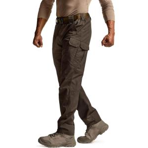 CQR Men’s Tactical Pants, Water Resistant Ripstop Cargo Pants, Lightweight EDC Work Hiking Pants, Outdoor Apparel(Raider Mag Pocket Dark Brown)