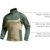 CQR Men’s Combat Shirt Tactical 1/4 Zip Long Sleeve Military BDU Shirts Camo EDC Top with Pockets(Raider Pro Green Kelp)