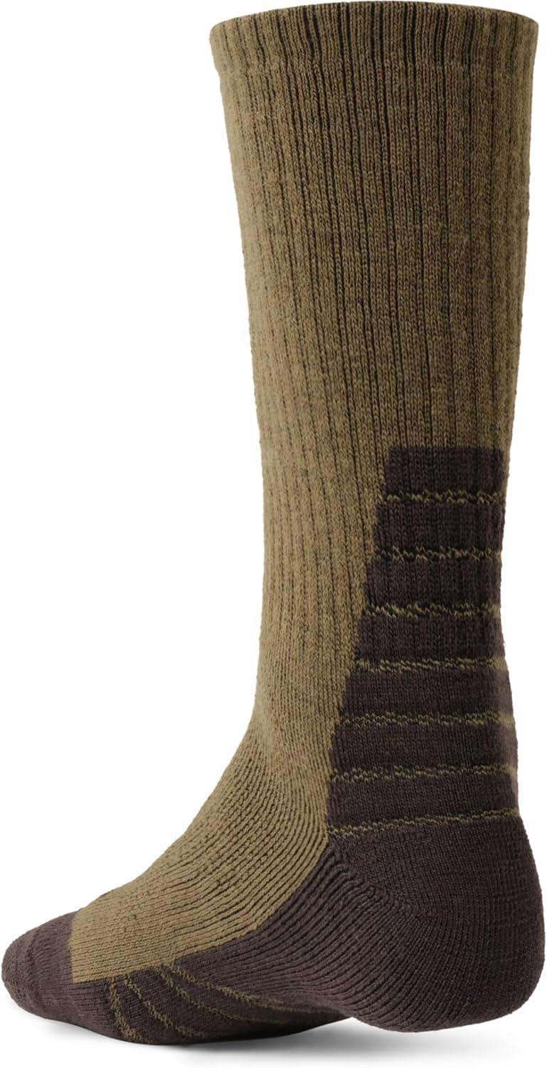 imageCQR 3 Pack Men and Women Wool Hiking Mid Calf Crew Socks Moisture Wicking Breathable Outdoor Tactical Cushion boot SocksRex Arc 10in Coyote Brown