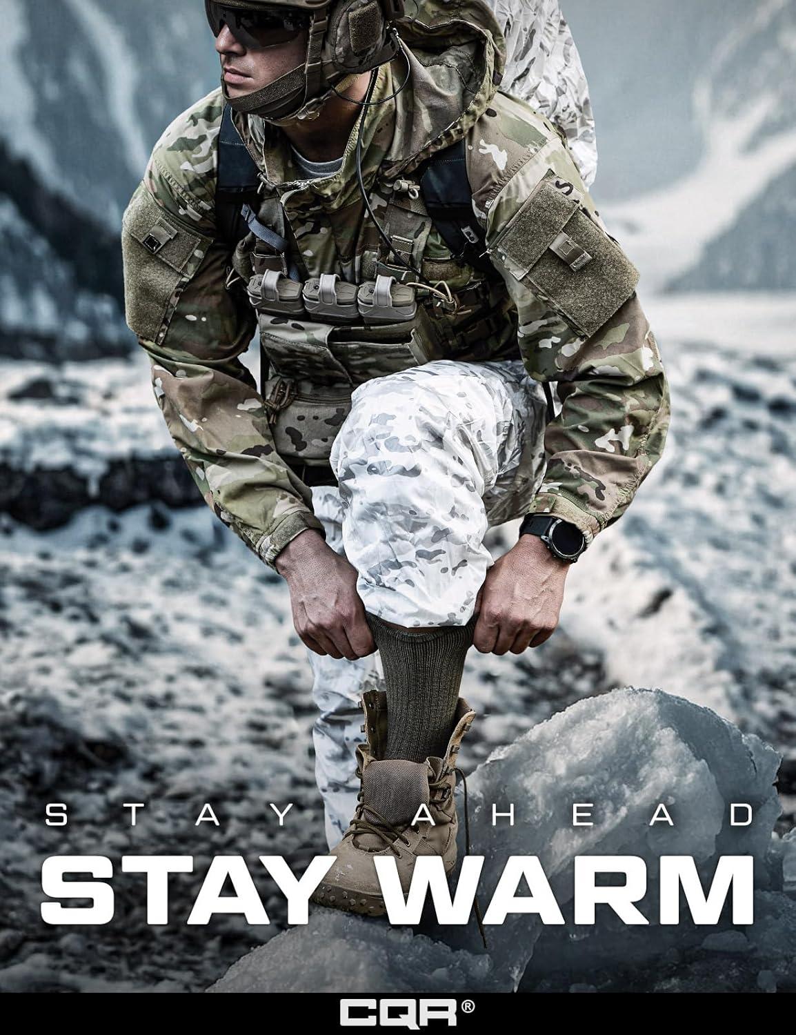 imageCQR 3 Pack Men and Women Wool Hiking Mid Calf Crew Socks Moisture Wicking Breathable Outdoor Tactical Cushion boot SocksRex Arc 10in Soil Green