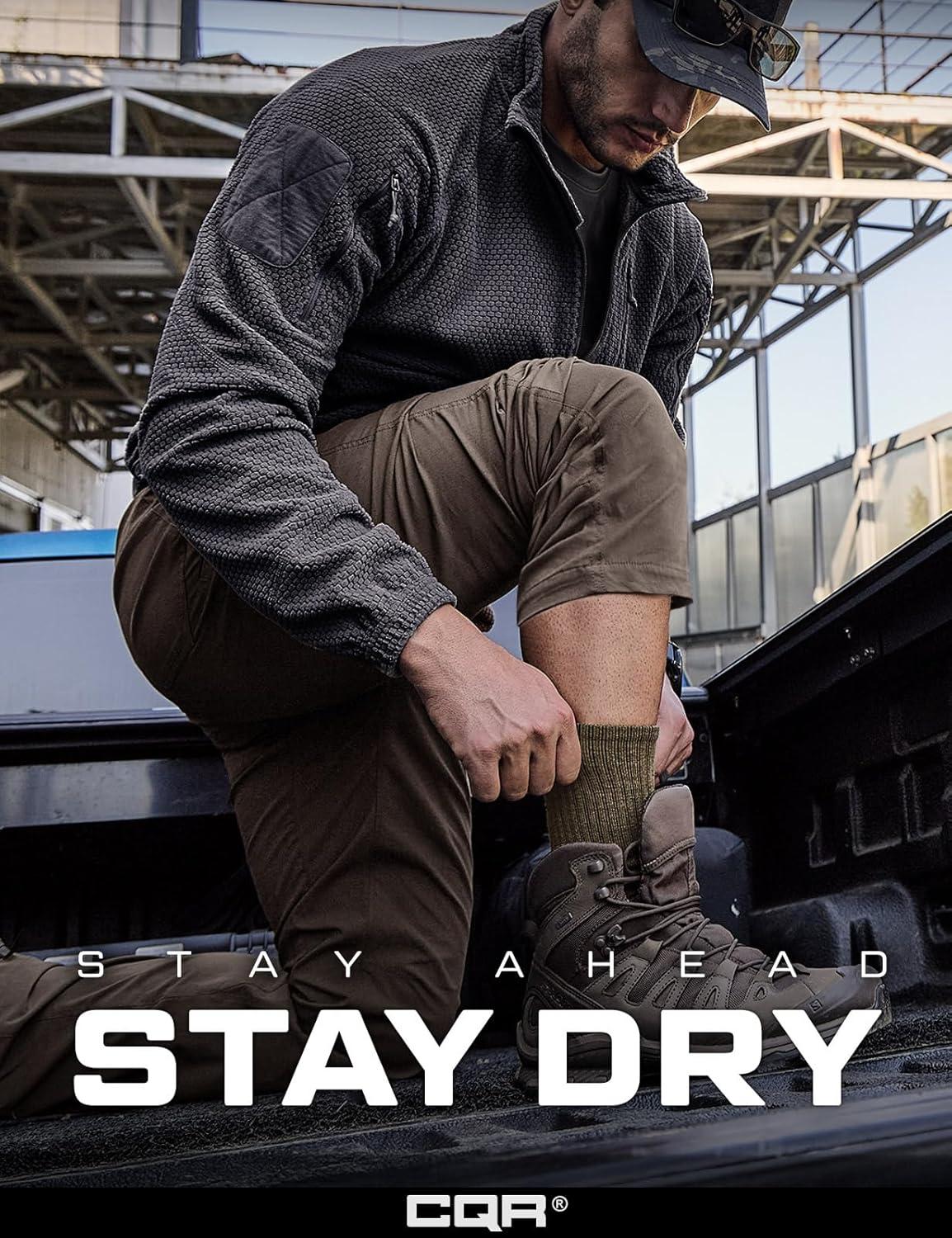 imageCQR 3 Pack Men and Women Wool Hiking Mid Calf Crew Socks Moisture Wicking Breathable Outdoor Tactical Cushion boot SocksRex Lt 85in Coyote Brown