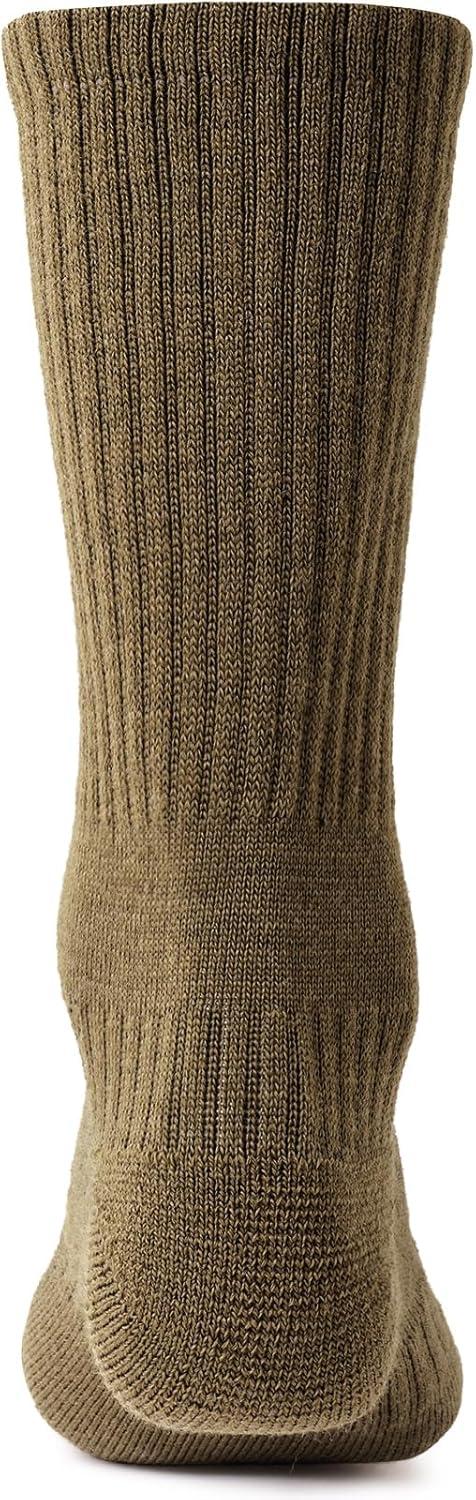 imageCQR 3 Pack Men and Women Wool Hiking Mid Calf Crew Socks Moisture Wicking Breathable Outdoor Tactical Cushion boot SocksRex Lt 85in Coyote Brown